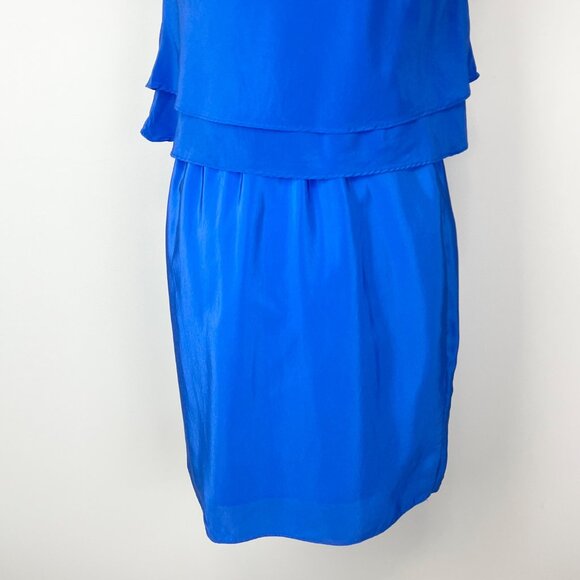 Amanda Uprichard Womens Blue Silk Sleeveless Mini Dress Tiered Waist size Small - Picture 6 of 8